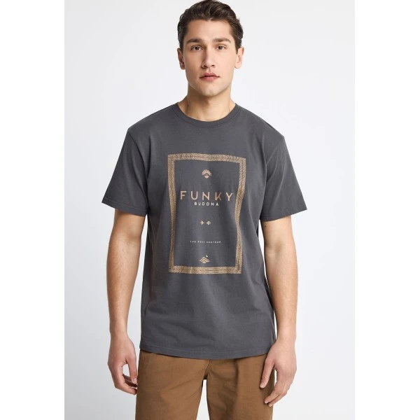Funky Buddha Print T-Shirt Ανδρικό (FBM013-044-04-ANTHRACITE)