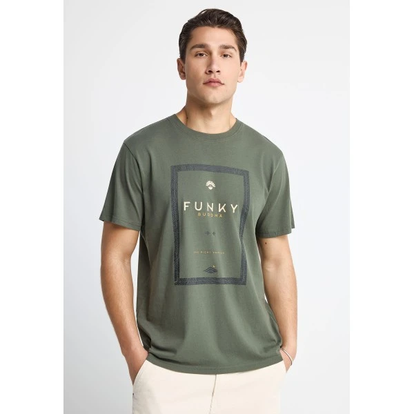 Funky Buddha Print T-Shirt Ανδρικό (FBM013-044-04-DEEP-FOREST)