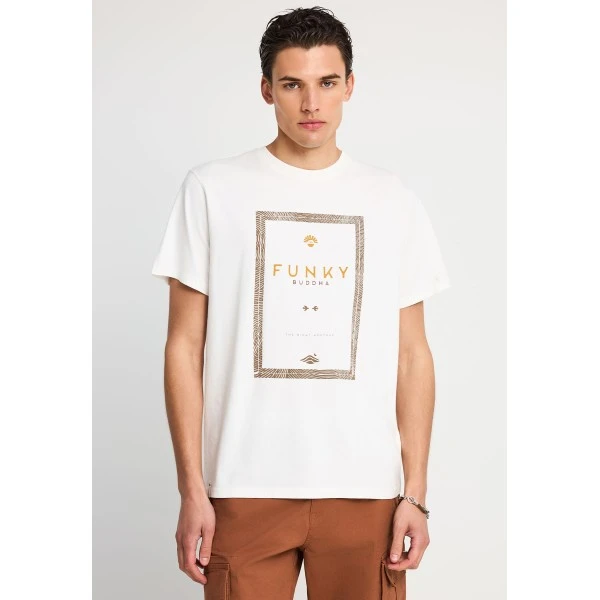 Funky Buddha Print T-Shirt Ανδρικό (FBM013-044-04-OFF-WHITE)
