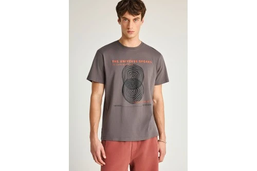 Funky Buddha Organic Cotton With Print T-Shirt Ανδρικό (FBM013-045-04-MOON-MIST)