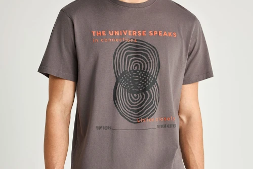 Funky Buddha Organic Cotton With Print T-Shirt Ανδρικό (FBM013-045-04-MOON-MIST)