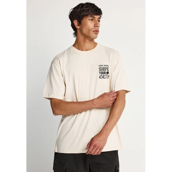 Funky Buddha Graphic Print On The Back T-Shirt Ανδρικό (FBM013-049-04-CLOUD-CREAM)