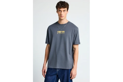 Funky Buddha Print On The Back T-Shirt Ανδρικό (FBM013-051-04-DK-GREY)