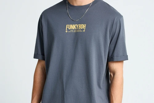Funky Buddha Print On The Back T-Shirt Ανδρικό (FBM013-051-04-DK-GREY)