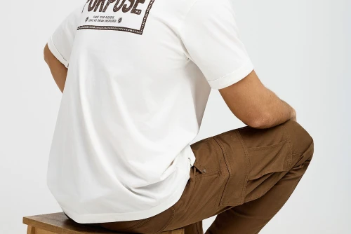 Funky Buddha Print On The Back T-Shirt Ανδρικό (FBM013-051-04-OFF-WHITE)
