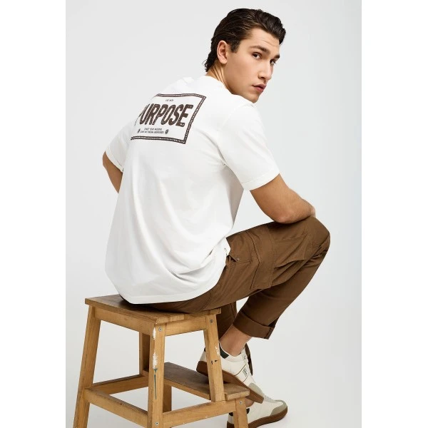 Funky Buddha Print On The Back T-Shirt Ανδρικό (FBM013-051-04-OFF-WHITE)