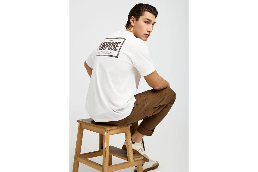Funky Buddha Ανδρικό Κοντομάνικο T-Shirt Εκρού