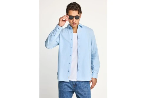 Funky Buddha The Essentials Πουκάμισο Μακρυμάνικο Ανδρικό (FBM013-051-05-LT-BLUE)