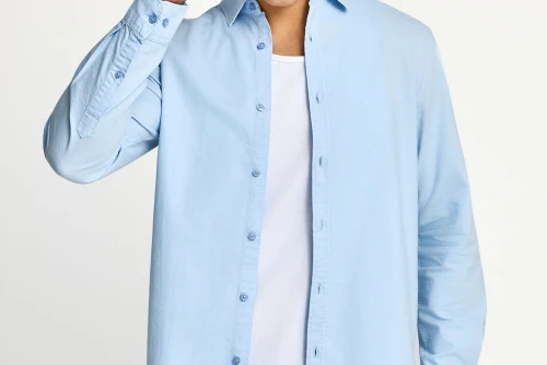 Funky Buddha The Essentials Πουκάμισο Μακρυμάνικο Ανδρικό (FBM013-051-05-LT-BLUE)