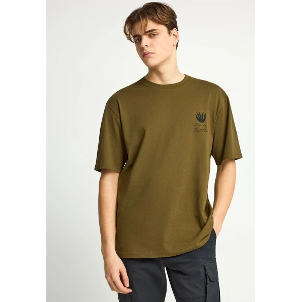 Funky Buddha Graphic Print T-Shirt Ανδρικό (FBM013-052-04-DUSTY-OLIVE)