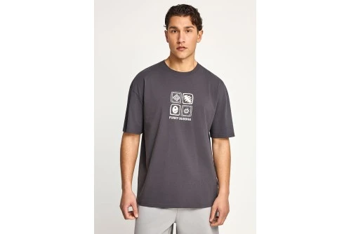 Funky Buddha Oversized T-Shirt Ανδρικό (FBM013-055-04-ANTHRACITE)
