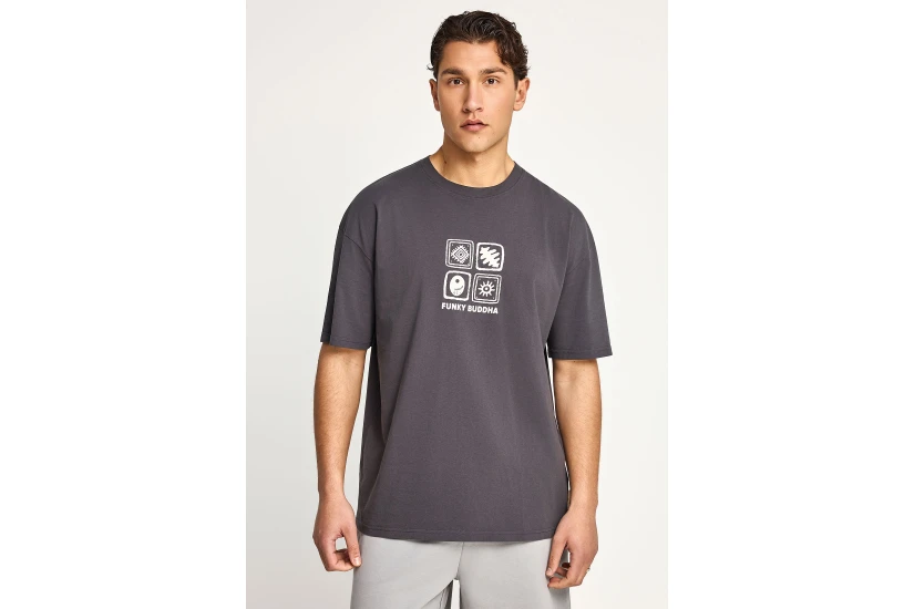 Funky Buddha Ανδρικό Κοντομάνικο T-Shirt Ανθρακί
