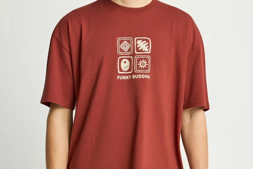 Funky Buddha Print On The Back Oversized T-Shirt Ανδρικό (FBM013-055-04-HENNA-BROWN)