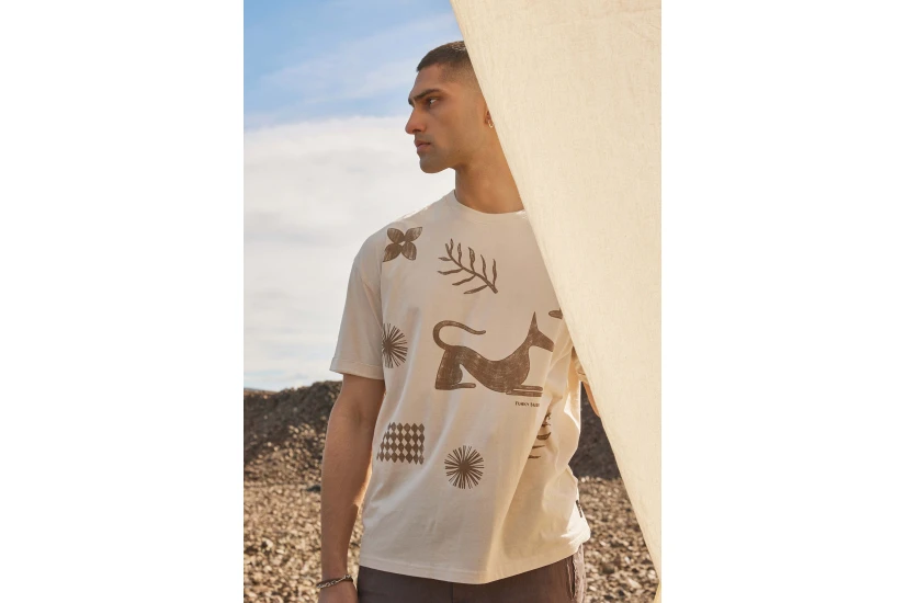 Funky Buddha Ανδρικό Κοντομάνικο T-Shirt Μπεζ
