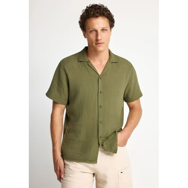 Funky Buddha Πουκάμισο Κοντομάνικο Ανδρικό (FBM013-057-05-KHAKI)