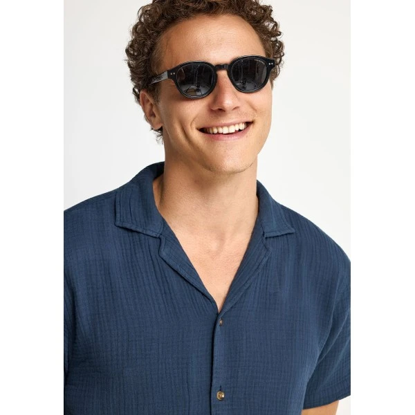 Funky Buddha Πουκάμισο Κοντομάνικο Ανδρικό (FBM013-057-05-NAVY)