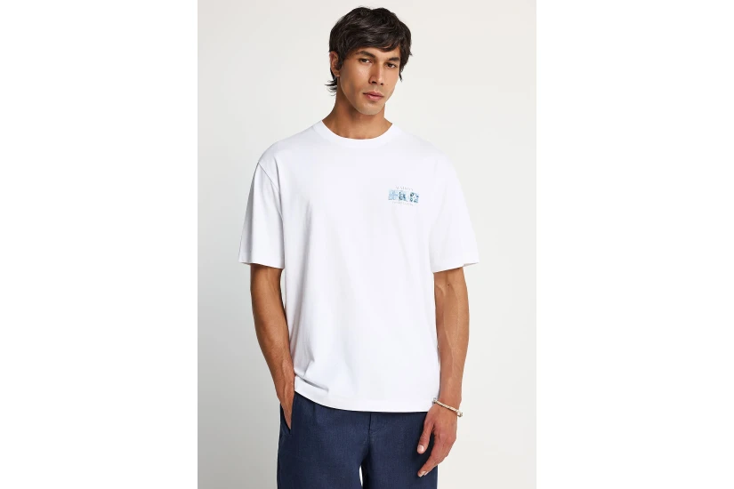 Funky Buddha Ανδρικό Κοντομάνικο T-Shirt Λευκό, Μπλε