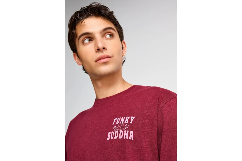 Funky Buddha Ανδρικό Κοντομάνικο T-Shirt Μπορντό