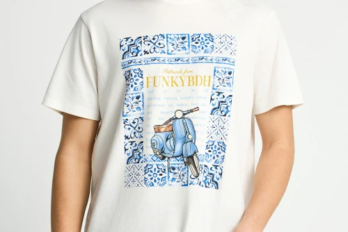 Funky Buddha Print T-Shirt Ανδρικό (FBM013-063-04-OFF-WHITE)