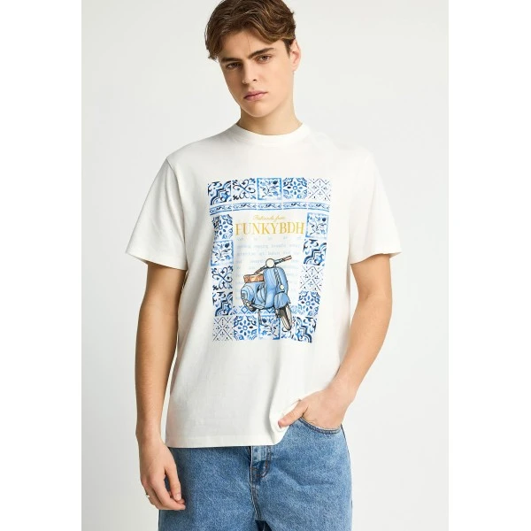 Funky Buddha Print T-Shirt Ανδρικό (FBM013-063-04-OFF-WHITE)