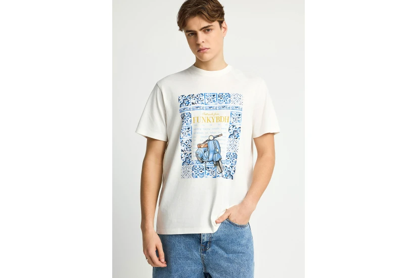 Funky Buddha Ανδρικό Κοντομάνικο T-Shirt Εκρού, Διάφορα Χρώματα