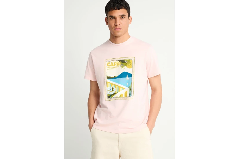Funky Buddha Ανδρικό Κοντομάνικο T-Shirt Ροζ, Διάφορα Χρώματα