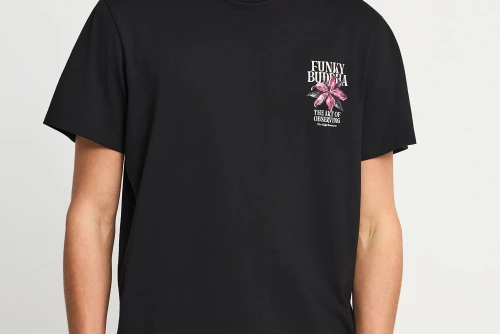 Funky Buddha Print On The Back T-Shirt Ανδρικό (FBM013-075-04-BLACK)