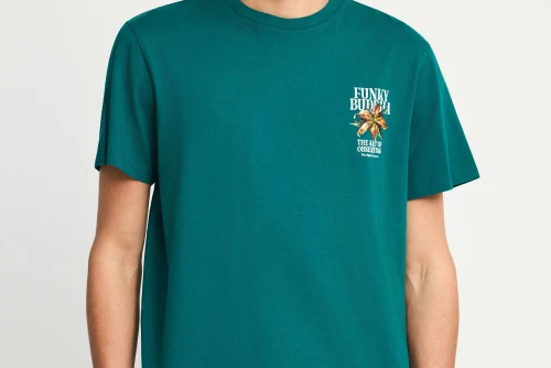 Funky Buddha Print On The Back T-Shirt Ανδρικό (FBM013-075-04-DEEP-LAKE)