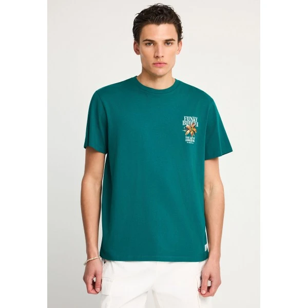 Funky Buddha Print On The Back T-Shirt Ανδρικό (FBM013-075-04-DEEP-LAKE)