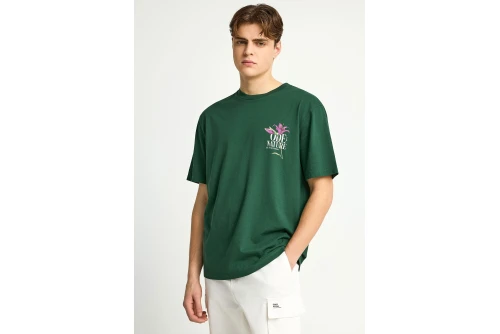 Funky Buddha Print On The Back T-Shirt Ανδρικό (FBM013-078-04-BISTROT-GREEN)