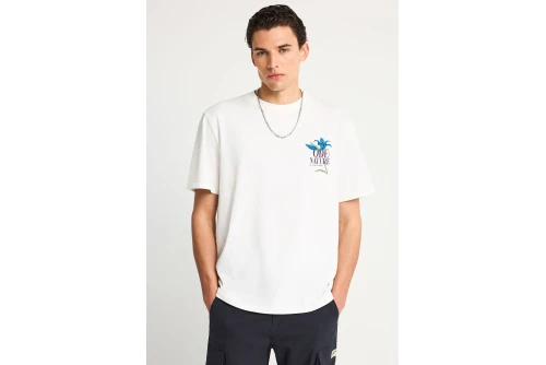 Funky Buddha Print On The Back T-Shirt Ανδρικό (FBM013-078-04-OFF-WHITE)