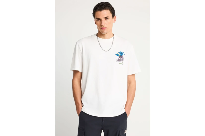 Funky Buddha Ανδρικό Κοντομάνικο T-Shirt Εκρού