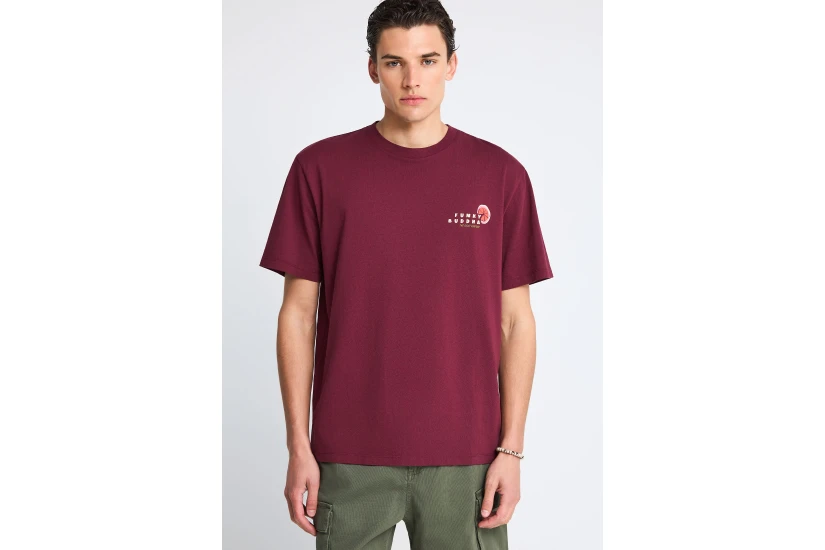 Funky Buddha Ανδρικό Κοντομάνικο T-Shirt Μπορντό