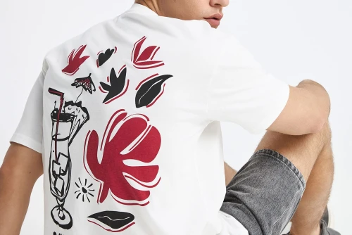 Funky Buddha Print On The Back T-Shirt Ανδρικό (FBM013-088-04-OFF-WHITE)