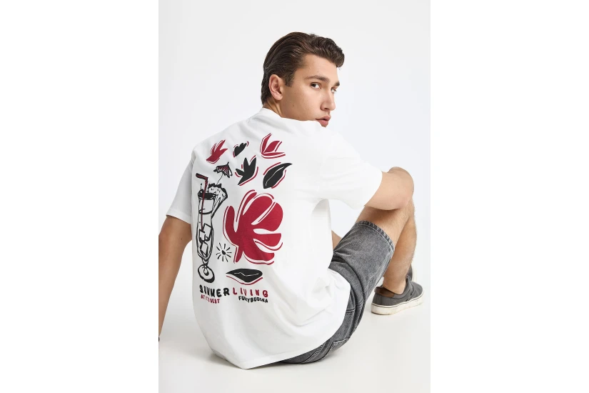 Funky Buddha Ανδρικό Κοντομάνικο T-Shirt Εκρού, Διάφορα Χρώματα
