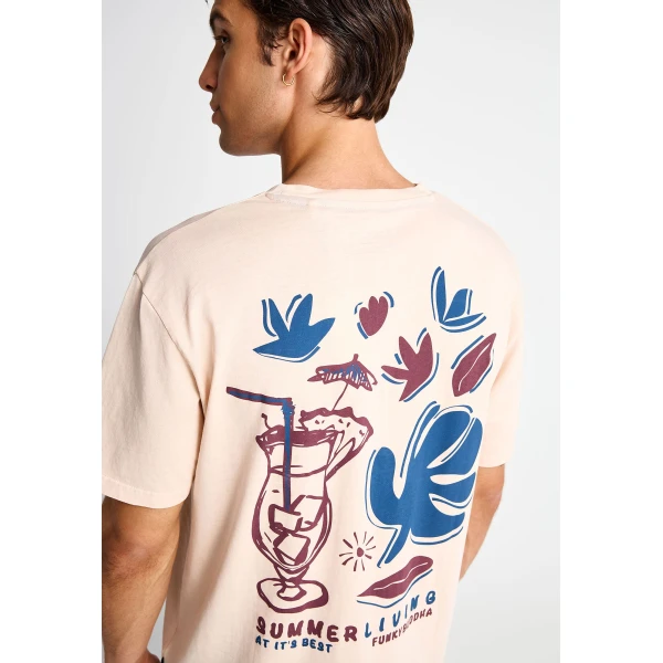 Funky Buddha Print On The Back T-Shirt Ανδρικό (FBM013-088-04-ROSE-WATER)