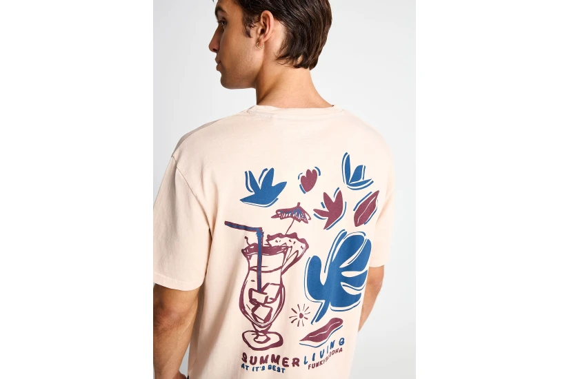 Funky Buddha Ανδρικό Κοντομάνικο T-Shirt Ροζ, Διάφορα Χρώματα
