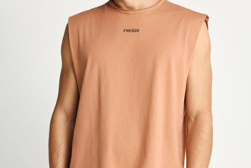 Funky Buddha Print On The Back Μπλούζα Αμάνικη (FBM013-096-04-MOCHA-MOUSSE)