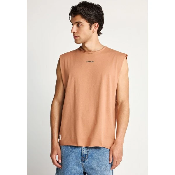 Funky Buddha Print On The Back Μπλούζα Αμάνικη (FBM013-096-04-MOCHA-MOUSSE)