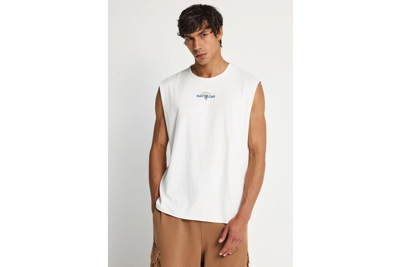Funky Buddha Ανδρικό Αμάνικο T-Shirt Λευκό