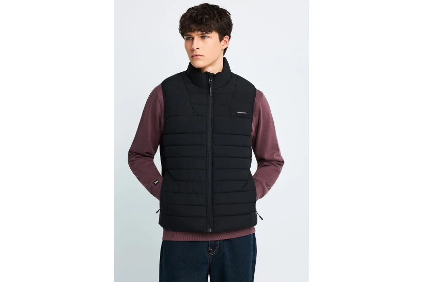 Funky Buddha Ανδρικό Αμάνικο Μπουφάν Puffer Μαύρο