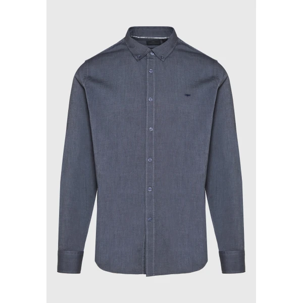 Funky Buddha Ανδρικό Πουκάμισο Basic (FBM014-001-05-DK-BLUE-MEL)