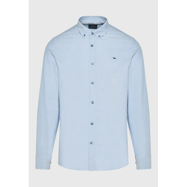 Funky Buddha Ανδρικό Πουκάμισο Basic (FBM014-001-05-SMOKE-BLUE-MEL)