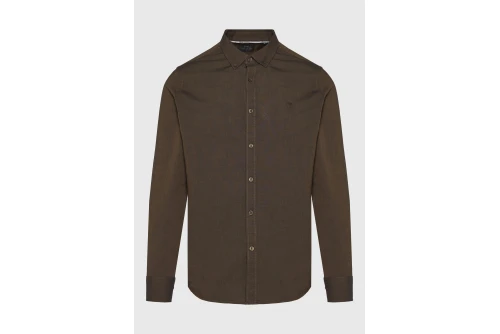 Funky Buddha Button-Down Πουκάμισο Μακρυμάνικο Ανδρικό (FBM014-001-05-WOOD-MEL)