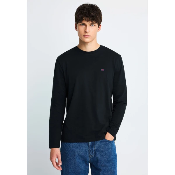Funky Buddha Ανδρική Μπλούζα Με Μακρύ Μανίκι (FBM014-001-07-BLACK)
