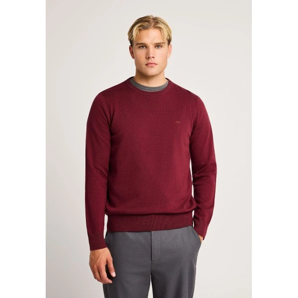 Funky Buddha Ανδρικό Πλεκτό Με Λαιμόκοψη (FBM014-001-09-BURGUNDY)
