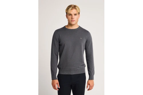 Funky Buddha Ανδρικό Πλεκτό Με Λαιμόκοψη (FBM014-001-09-DK-GREY)