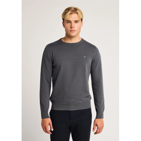 Funky Buddha Ανδρικό Πλεκτό Με Λαιμόκοψη (FBM014-001-09-DK-GREY)