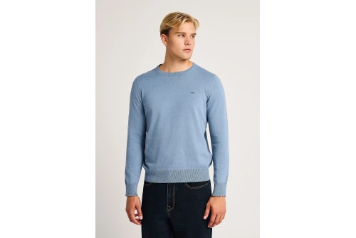 Funky Buddha Ανδρικό Πλεκτό Με Λαιμόκοψη (FBM014-001-09-SMOKE-BLUE)
