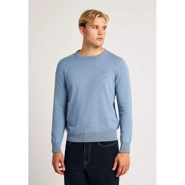 Funky Buddha Ανδρικό Πλεκτό Με Λαιμόκοψη (FBM014-001-09-SMOKE-BLUE)
